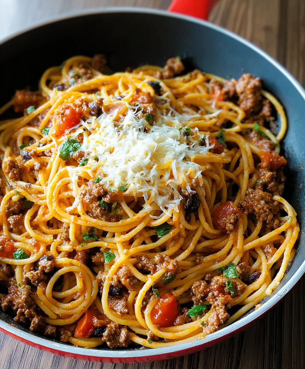 Easy One Pot Taco Spaghetti Dinner - Quick Meal