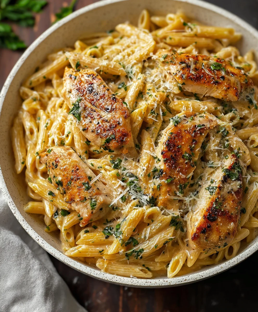 Healthy Garlic Parmesan Chicken Pasta Delight