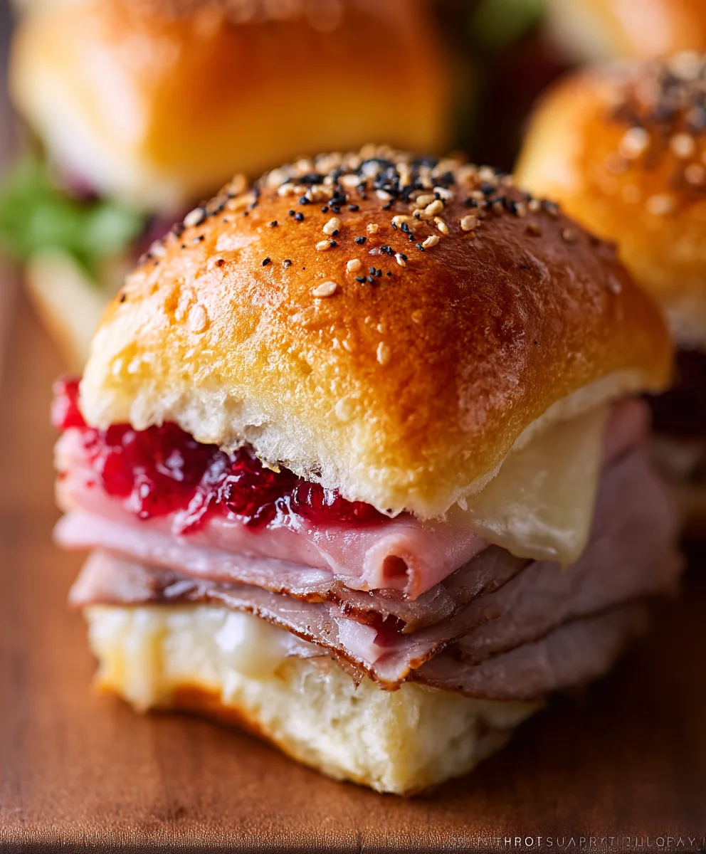Beef Beef Ham Cranberry Sliders-Festive Party Appetizer