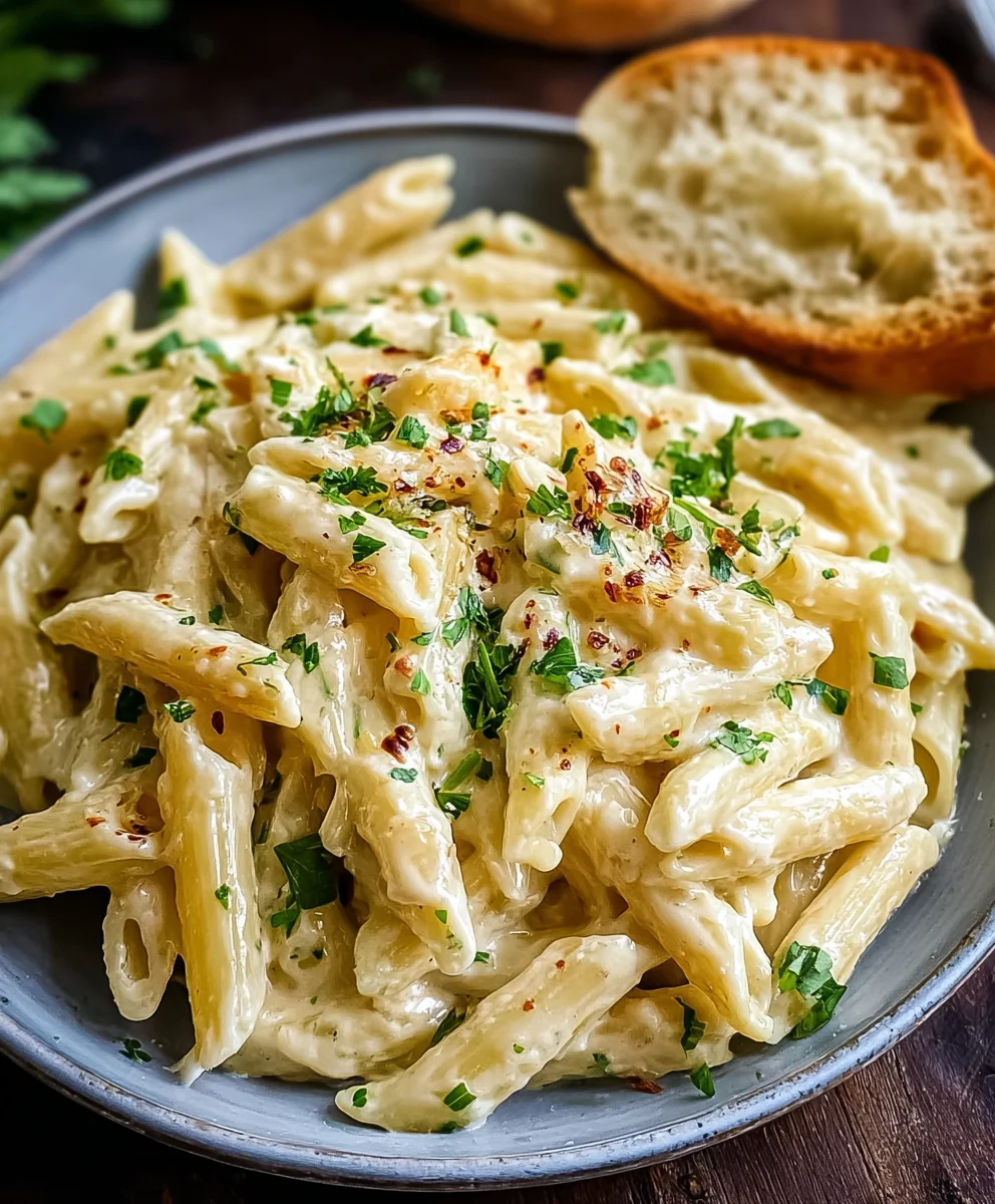 Easy Creamy Garlic Penne Pasta-Quick Comfort Food