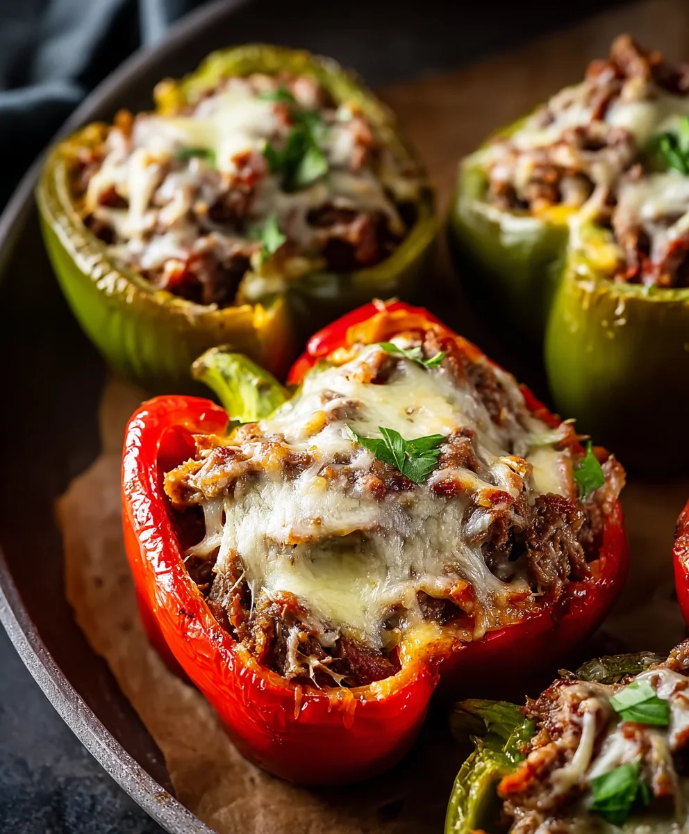 Cheesesteak Stuffed Peppers - Easy Dinner Recipe