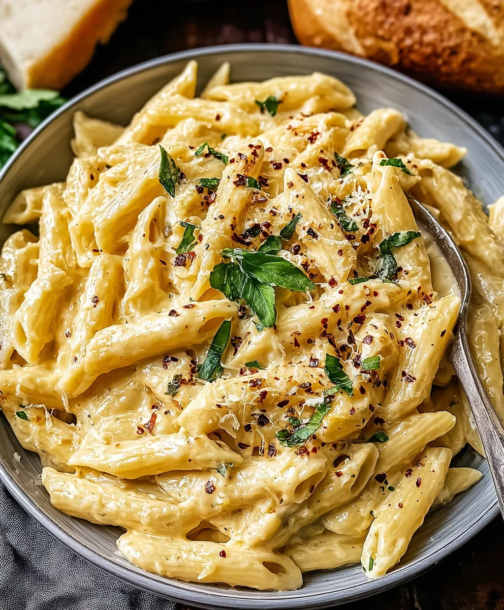 Easy Creamy Garlic Penne Pasta-Quick Comfort Food