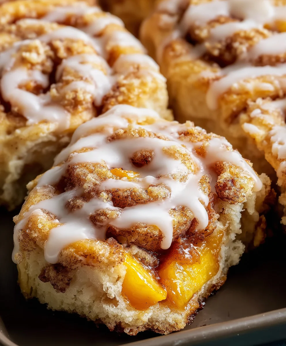 Peach Cobbler Cinnamon Rolls - Delicious Treat