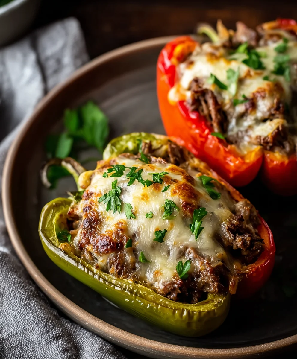 Cheesesteak Stuffed Peppers - Easy Dinner Recipe