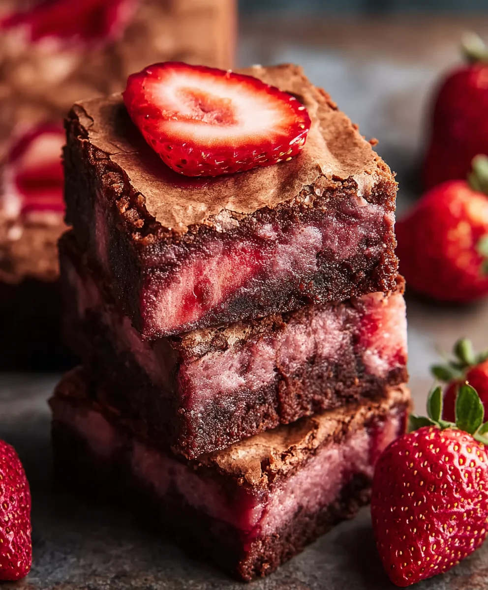 Decadent Strawberry Brownies - Easy Homemade Dessert