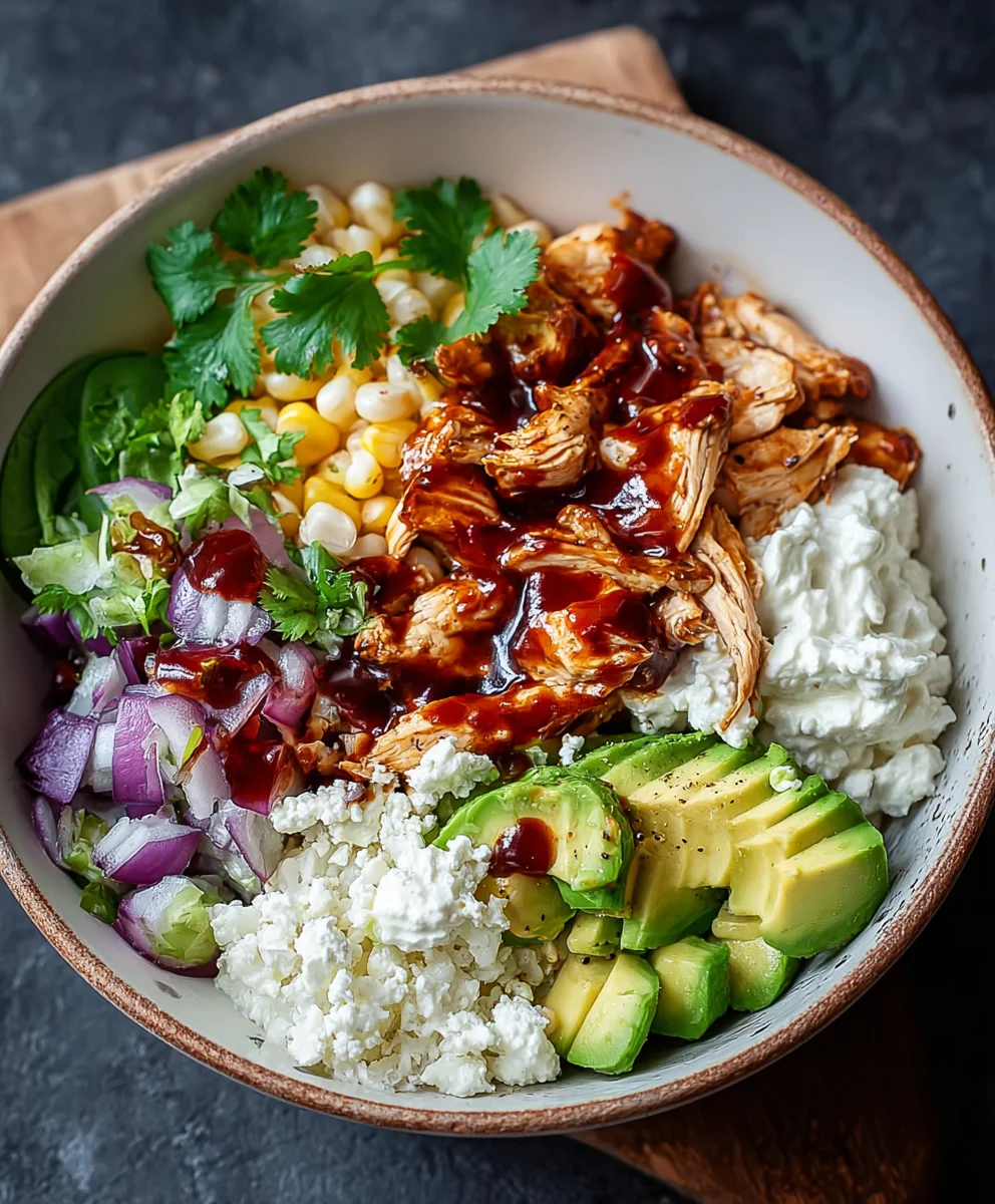 BBQ Chicken Cottage Cheese Bowl- Healthy Meal Prep