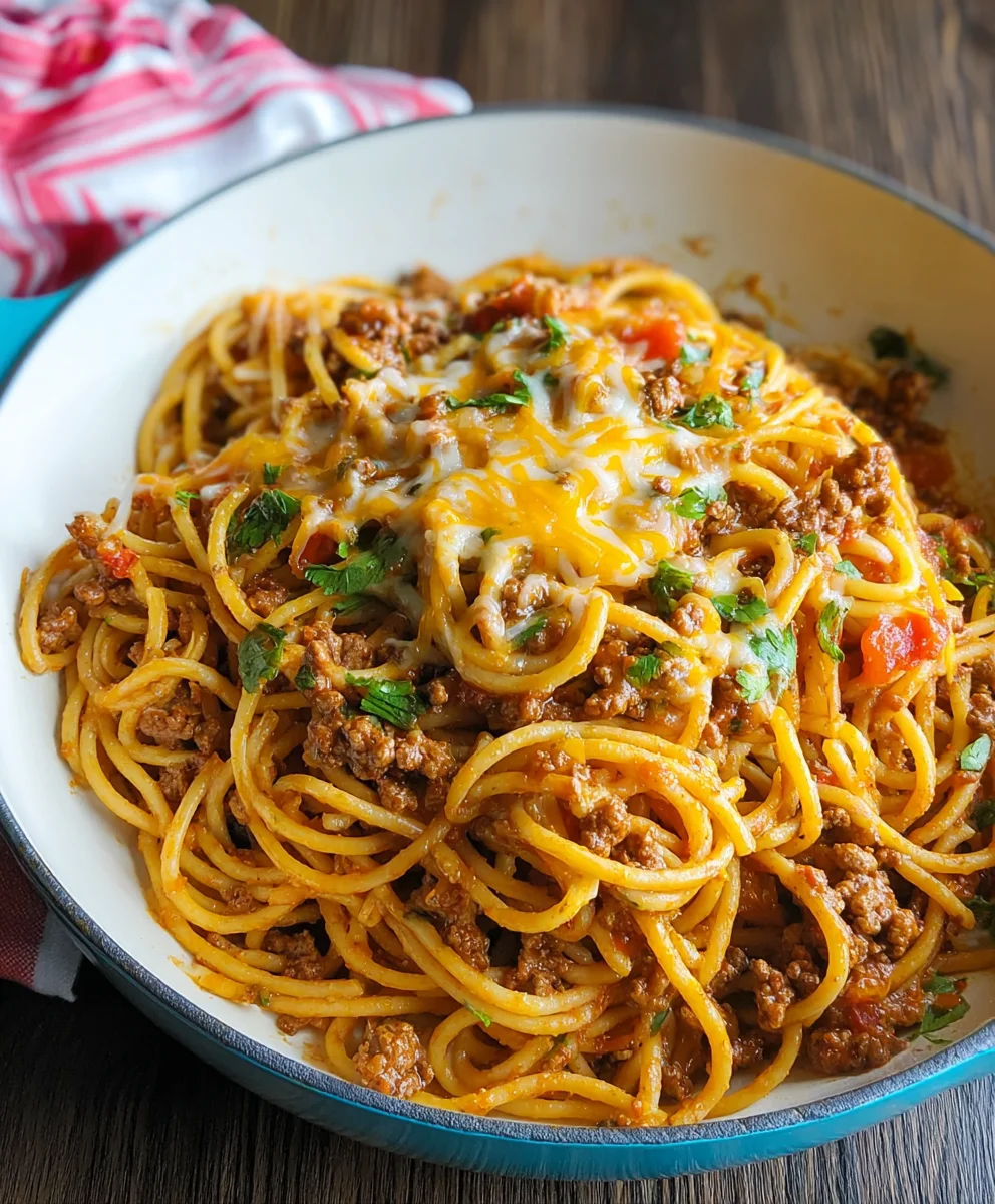 Easy One Pot Taco Spaghetti Dinner - Quick Meal