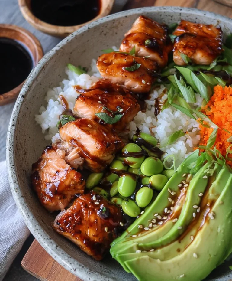 Easy Teriyaki Salmon Sushi Bowl Recipe- GF