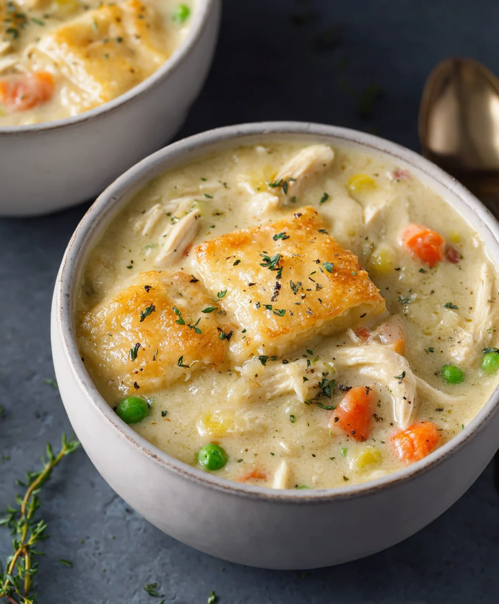Creamy Chicken Pot Pie Soup-Easy Comfort Food