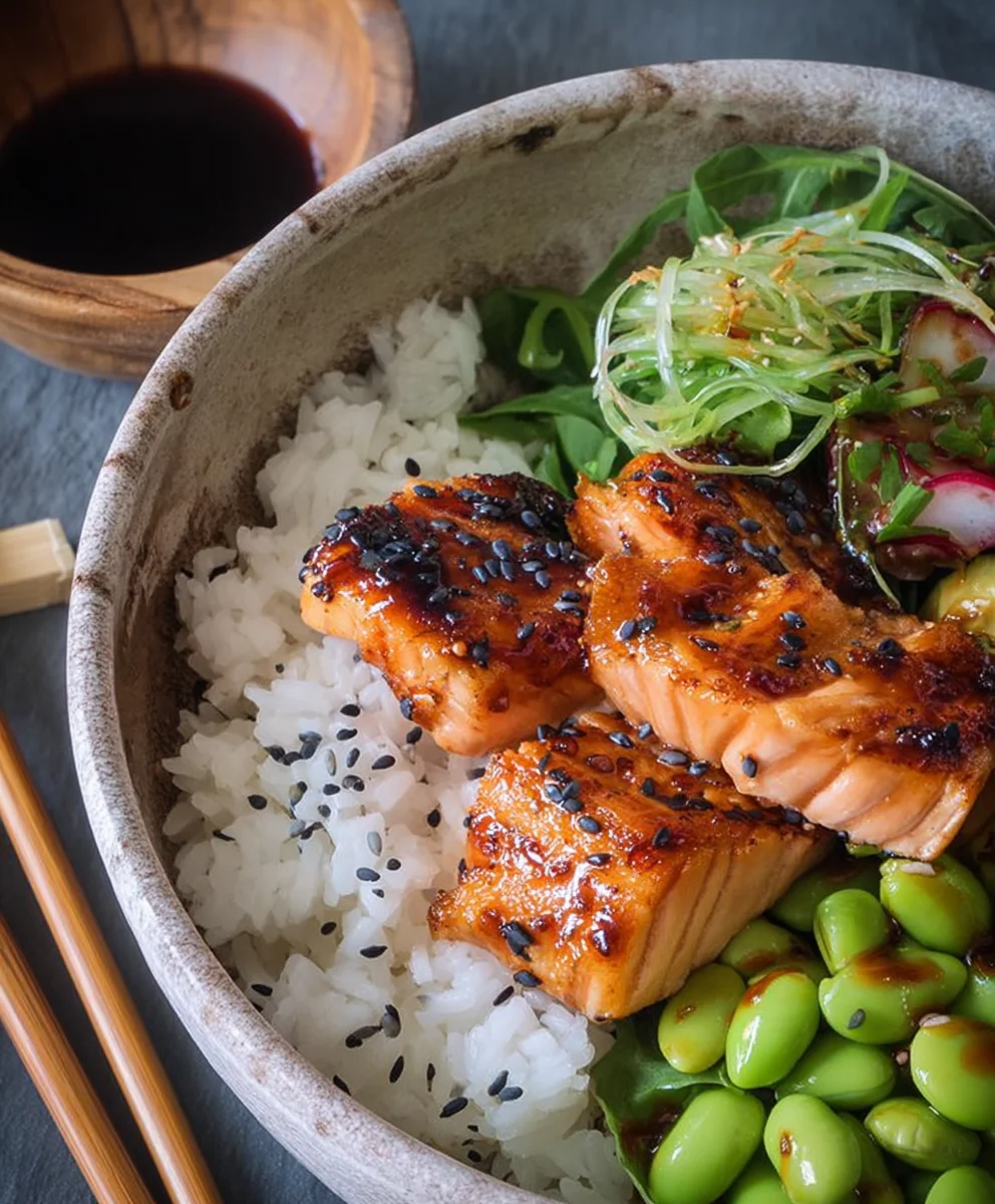 Easy Teriyaki Salmon Sushi Bowl Recipe- GF