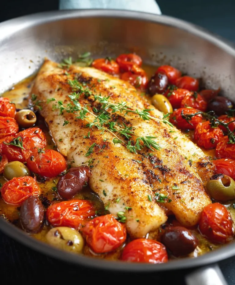 Easy Baked Fish Cherry Tomatoes Olives Recipe
