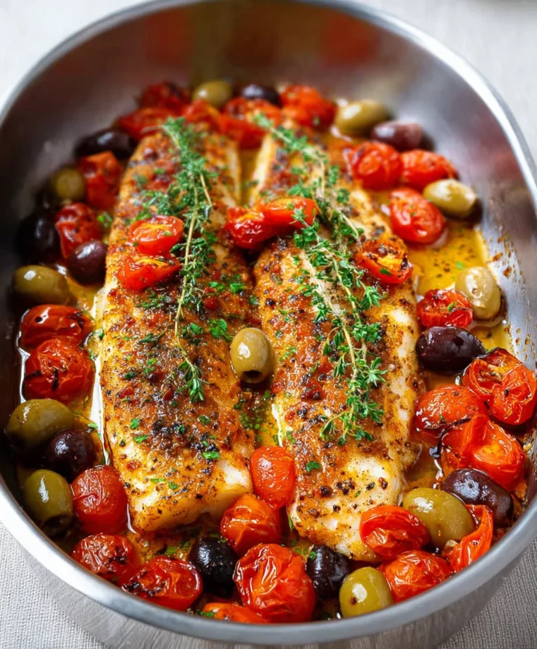 Baked Fish Cherry Tomato Olive Recipe – Easy Dinner