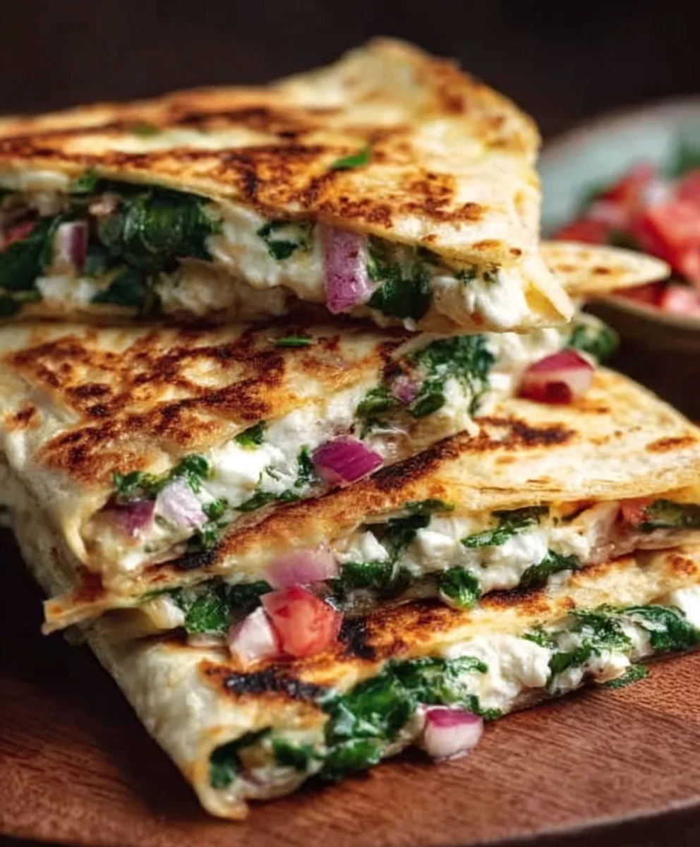 Spinach Feta Mediterranean Quesadillas Recipe