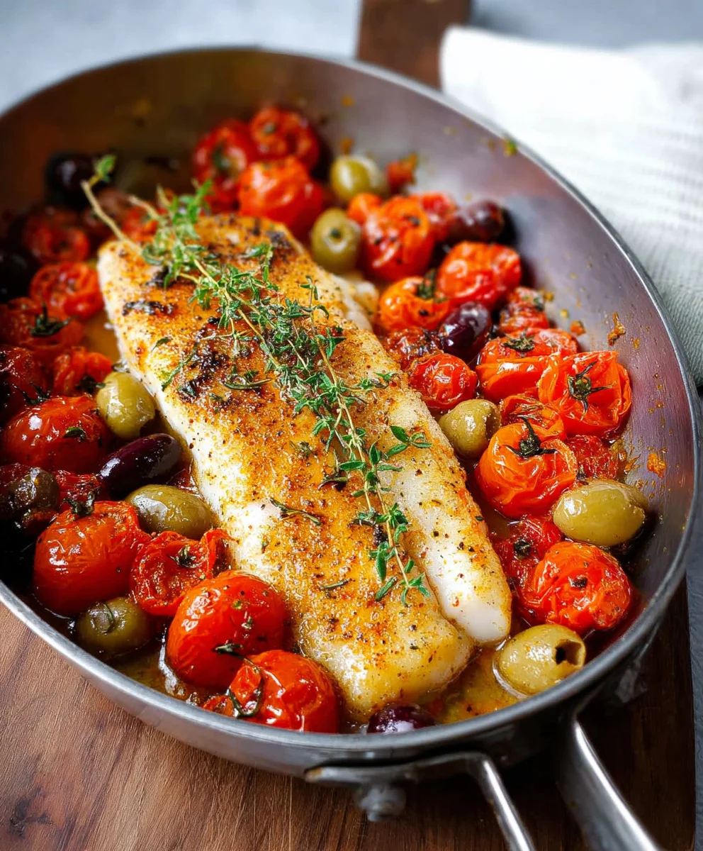 Baked Fish Cherry Tomato Olive Recipe - Easy Dinner