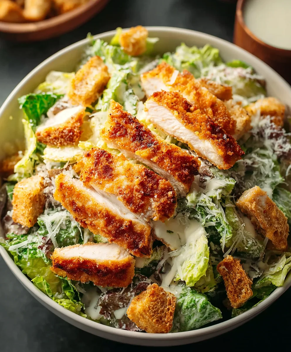 Extra Crispy Chicken Caesar Salad-Best Ever