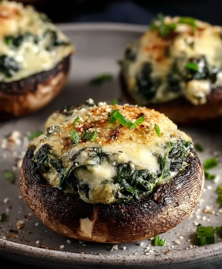 Spinach Cheese Stuffed Portobello Mushrooms Recipe