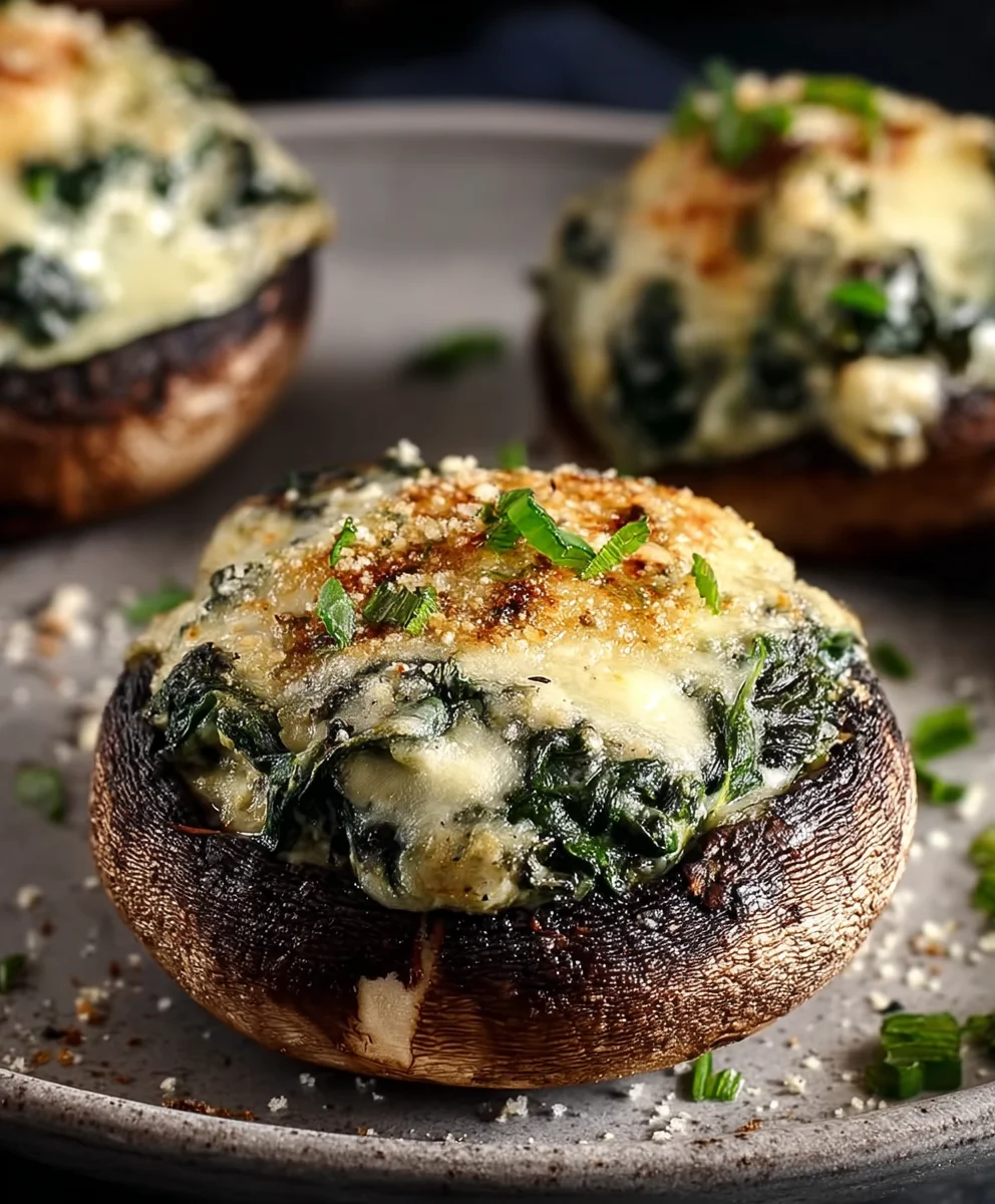 Spinach Cheese Stuffed Portobello Mushrooms Recipe