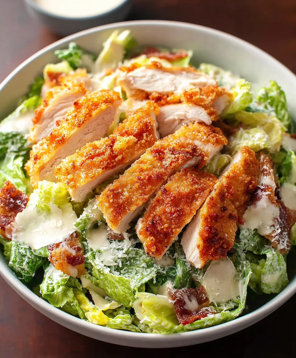 Extra Crispy Chicken Caesar Salad-Best Ever