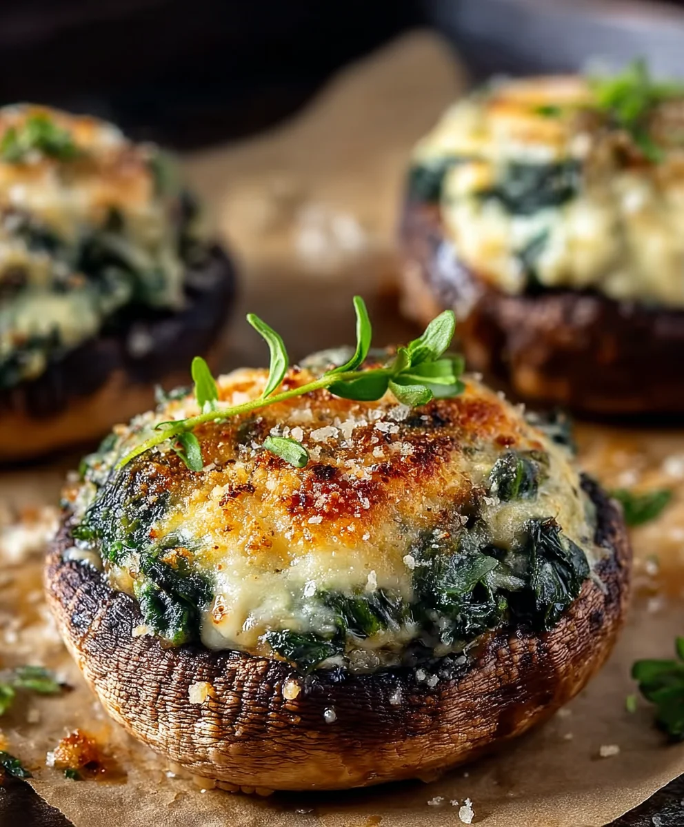 Spinach Cheese Stuffed Portobello Mushrooms Recipe