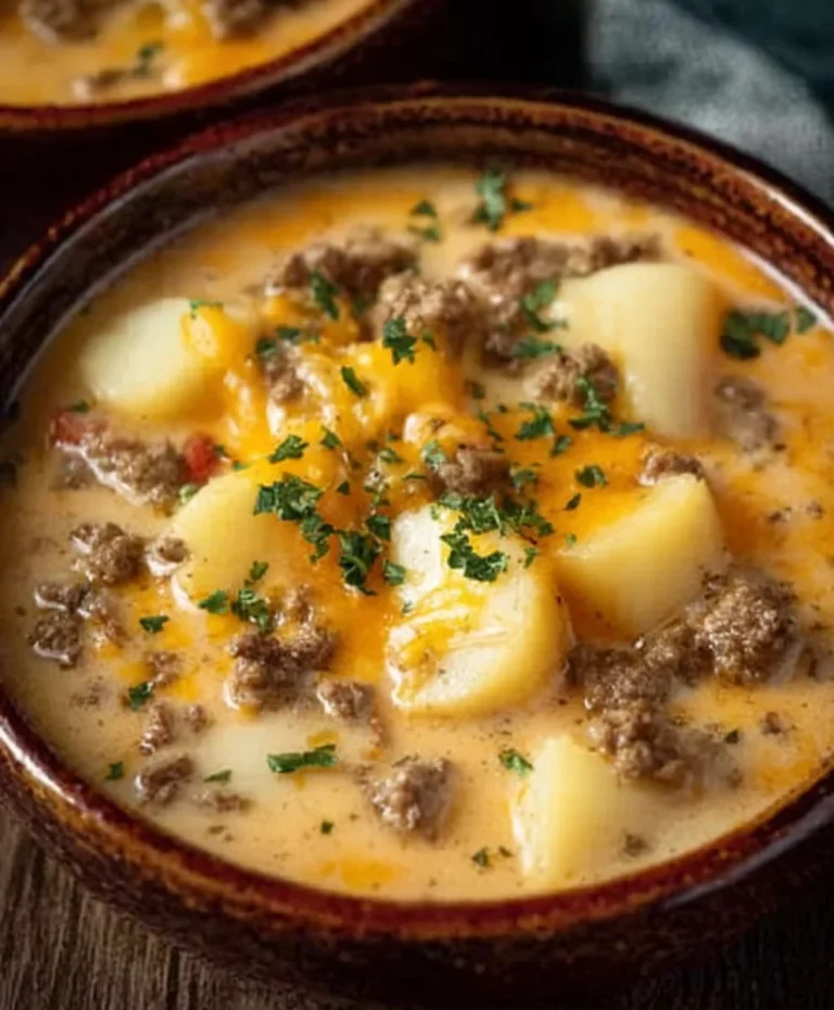 Cheesy Beef Beef Hamburger Potato Soup-Comfort Food