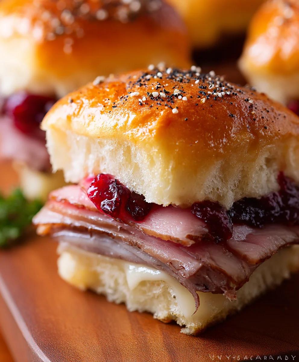 Beef Beef Ham Cranberry Sliders-Festive Party Appetizer