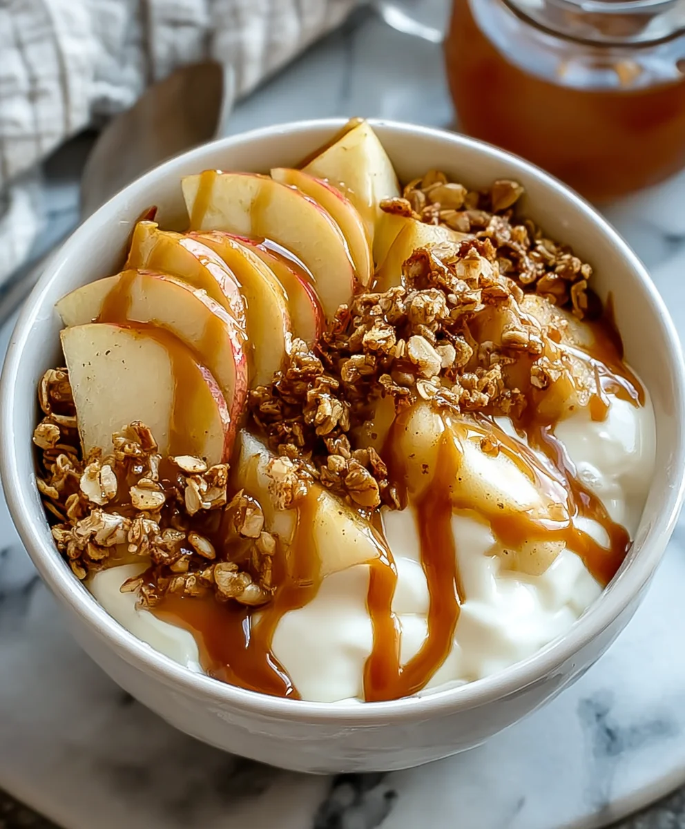 Caramel Apple Pie Yogurt Bowl- Easy Healthy Dessert