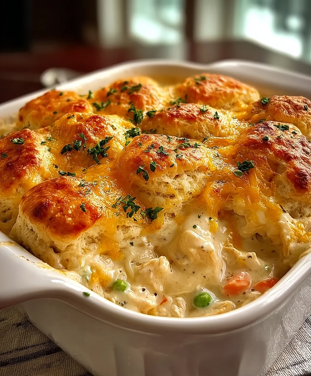 Creamy Chicken Biscuit Bake- Easy Comfort Dinner