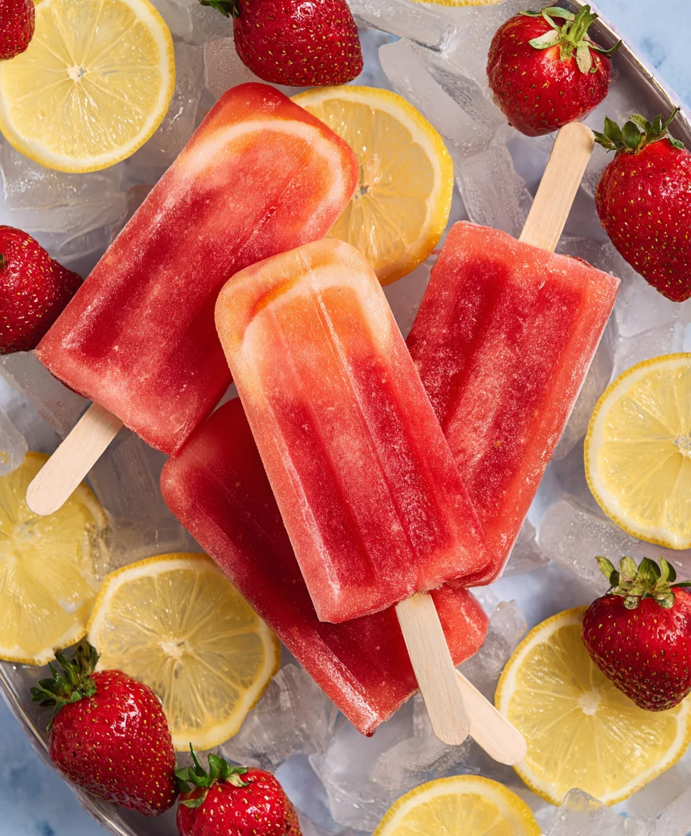 Sweet Strawberry Lemonade Popsicles- Refreshing Treat