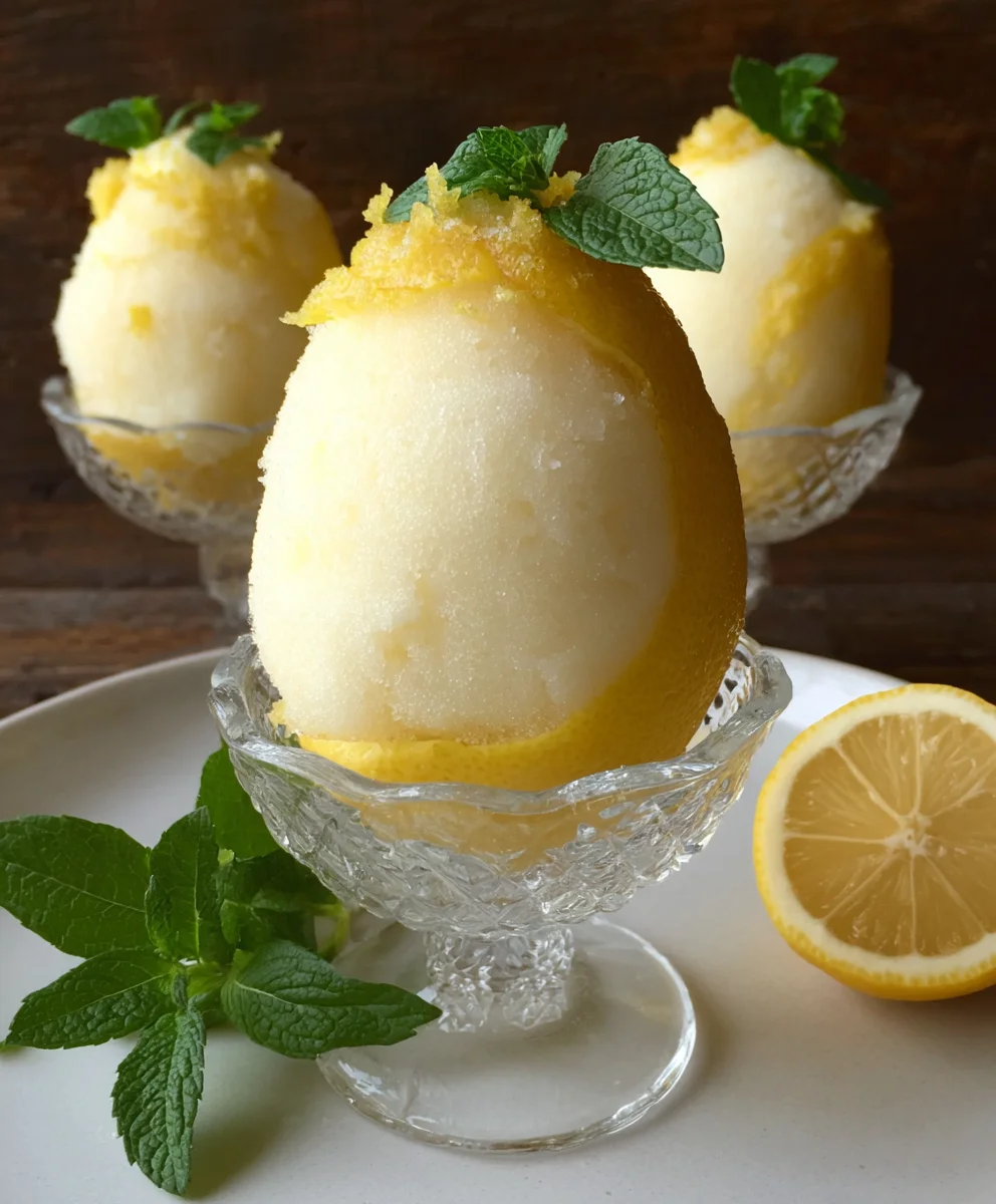 Frozen Lemon Shell Sorbetto - Refreshing Dessert