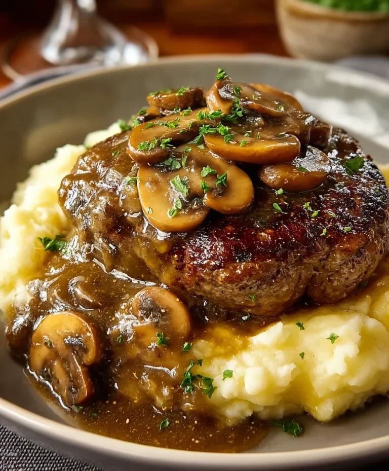 Bobby Flay’s Beef Salisbury Steak Mushroom Gravy