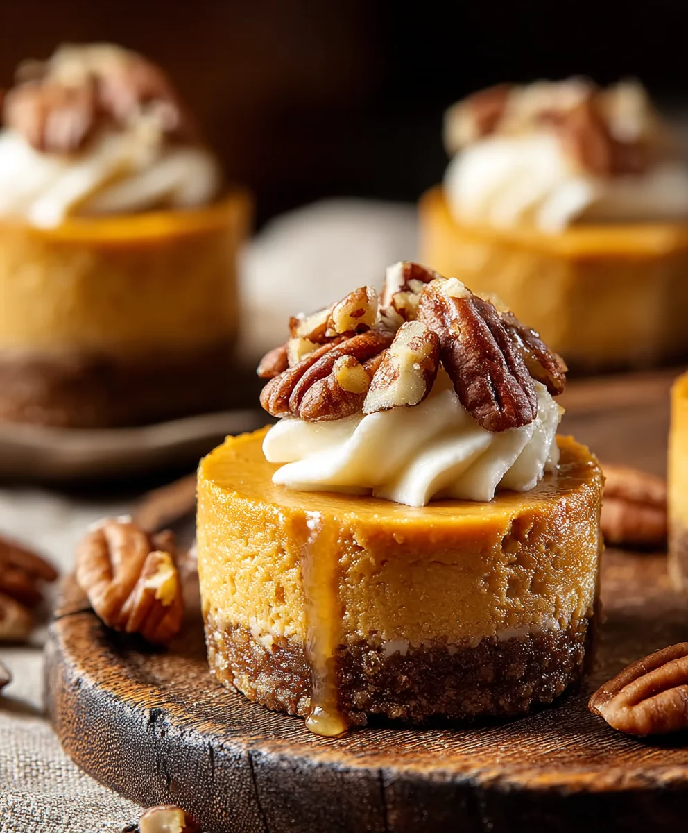 Pumpkin Pecan Mini Cheesecakes-Festive Fall Dessert