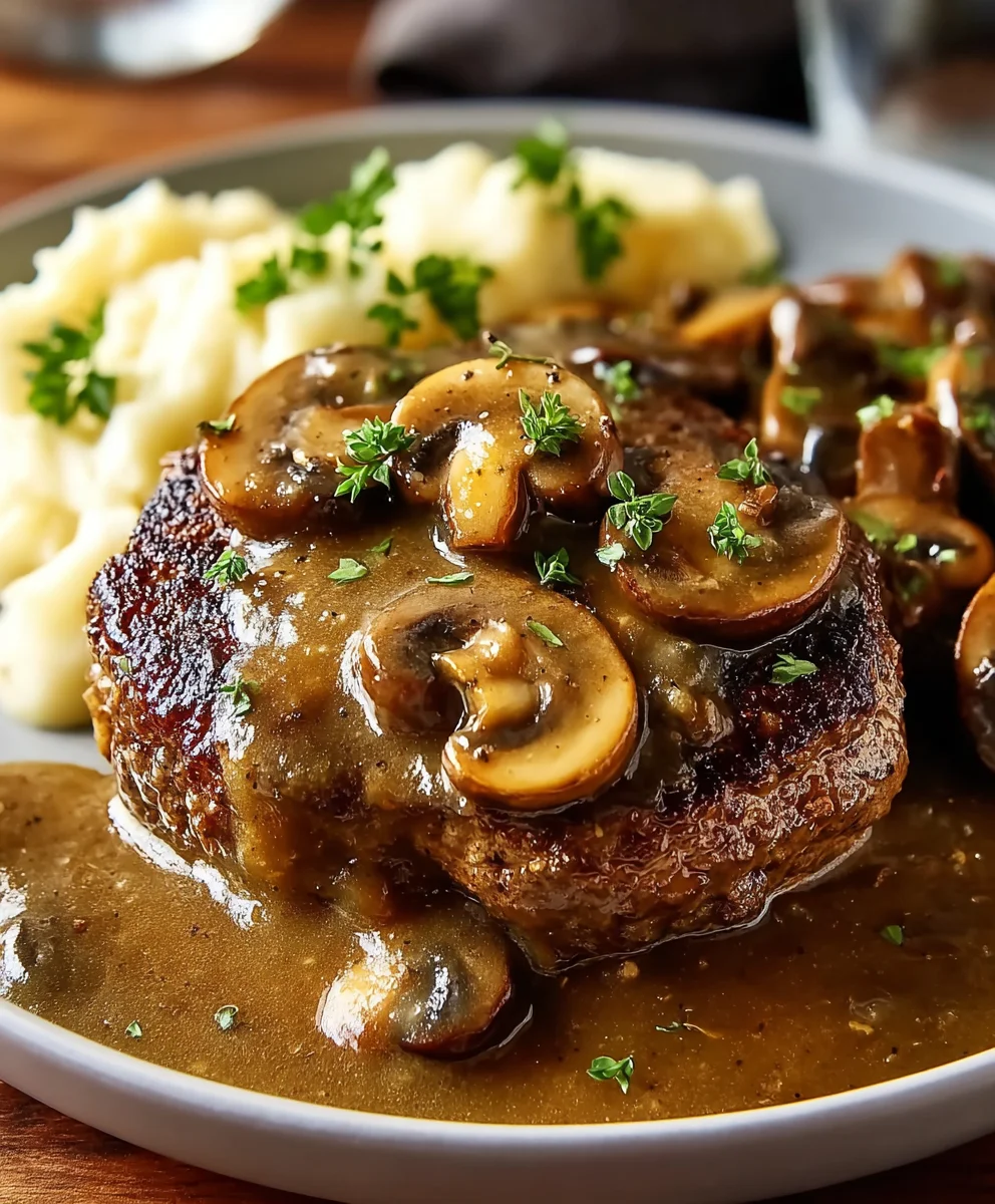 Bobby Flay's Beef Salisbury Steak Mushroom Gravy