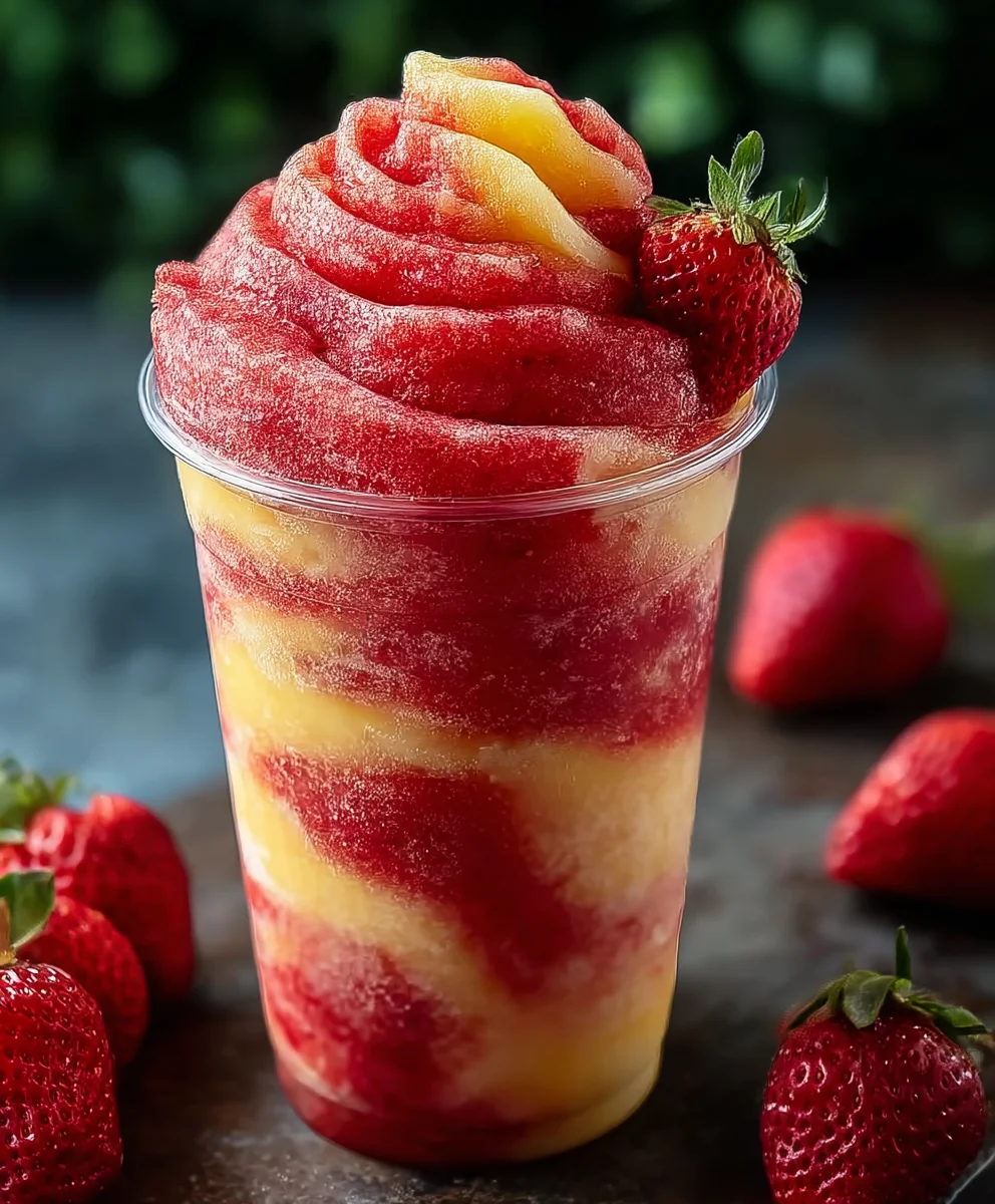 Pineapple Strawberry Swirled Slushies - Refreshing Treat
