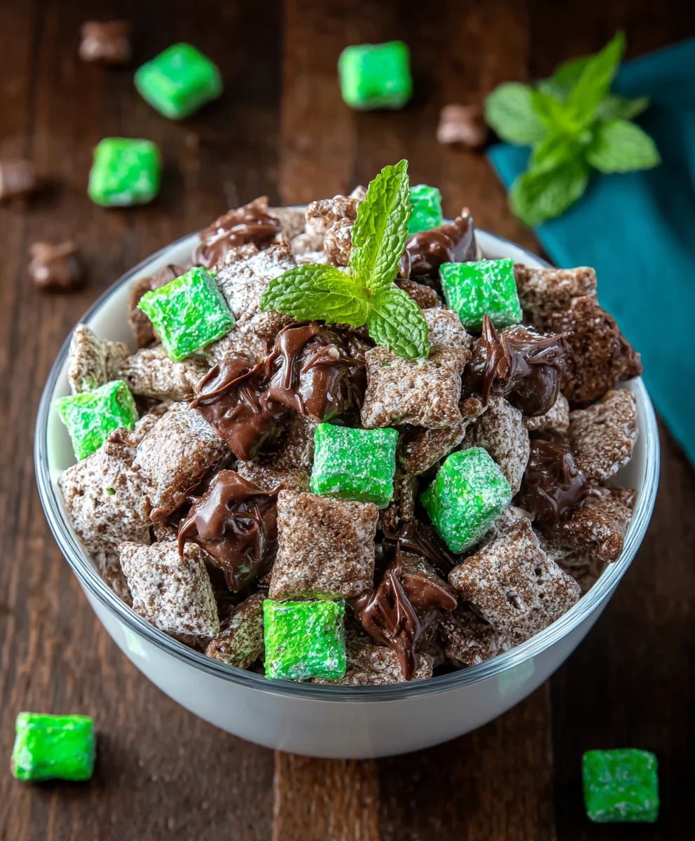 Mint Chocolate Muddy Buddy- Easy Sweet Treat