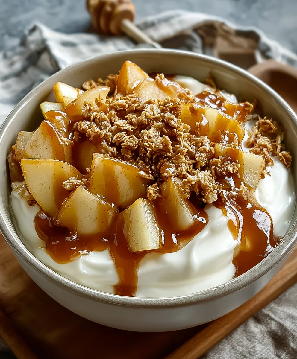 Caramel Apple Pie Yogurt Bowl- Easy Healthy Dessert
