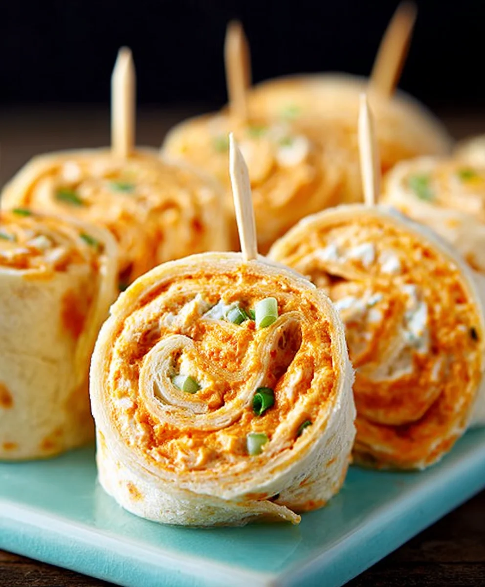 Spicy Buffalo Chicken Tortilla Pinwheels-Easy Appetizer