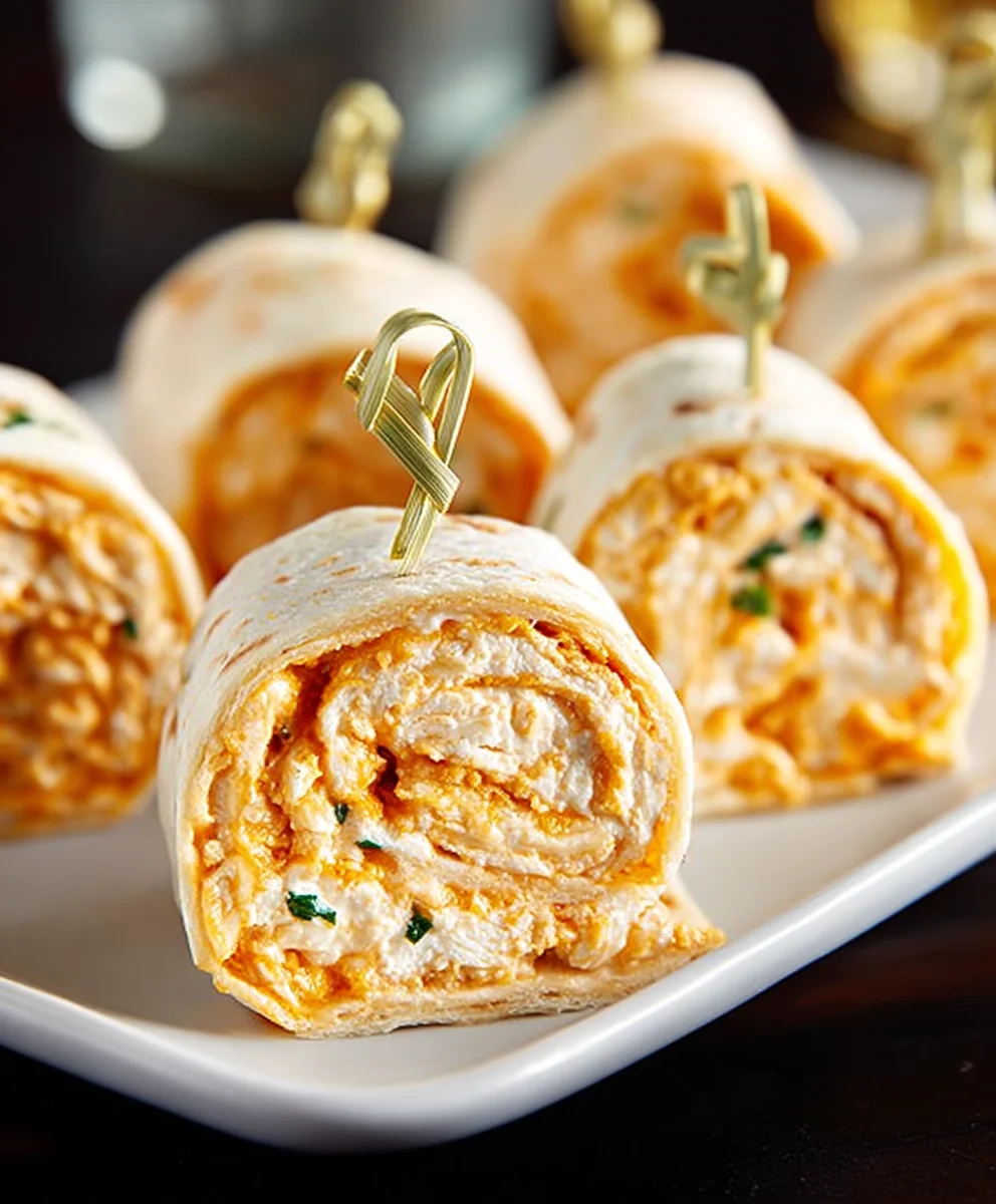 Spicy Buffalo Chicken Tortilla Pinwheels-Easy Appetizer