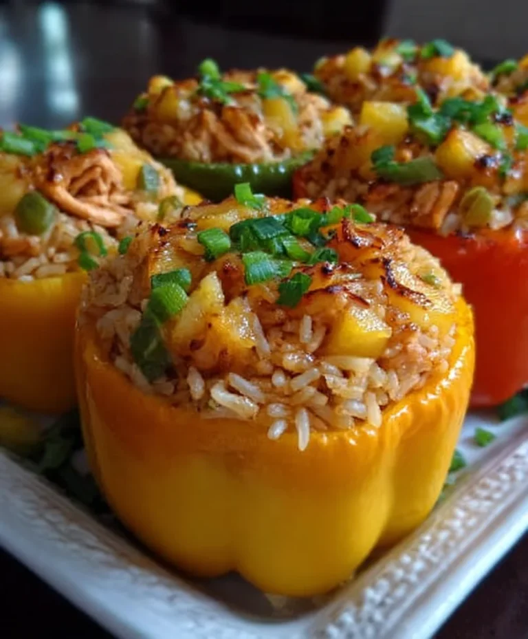Teriyaki Pineapple Chicken Rice Stuffed Peppers-Sweet Flavor