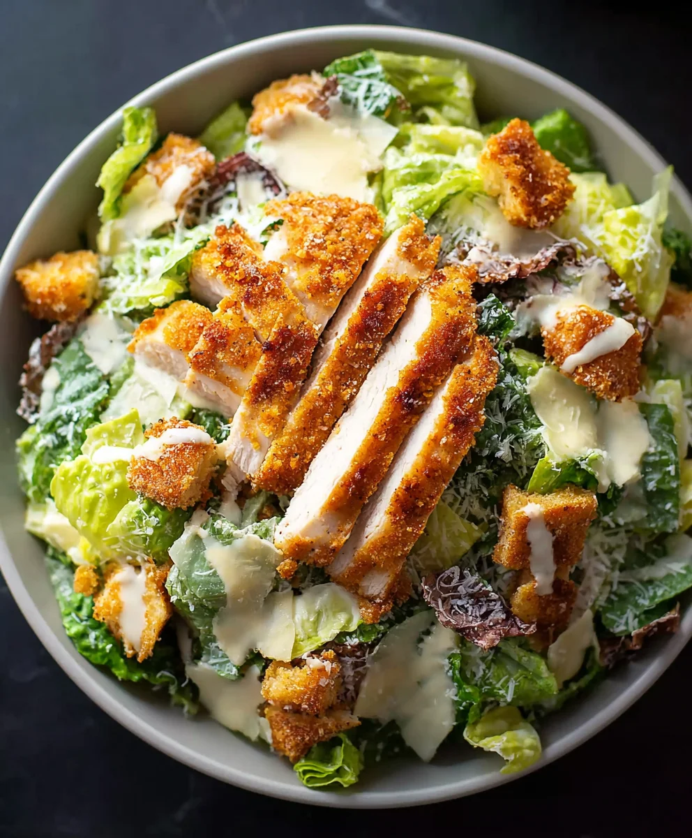Crispy Chicken Caesar Salad- Easy & Delicious