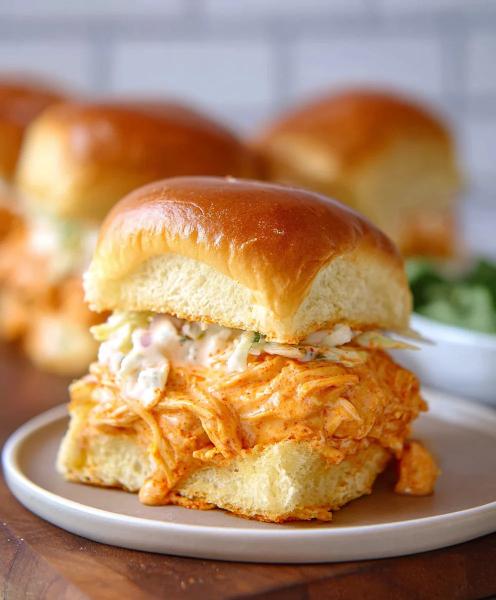 Spicy Buffalo Chicken Sliders-Easy Appetizer Recipe