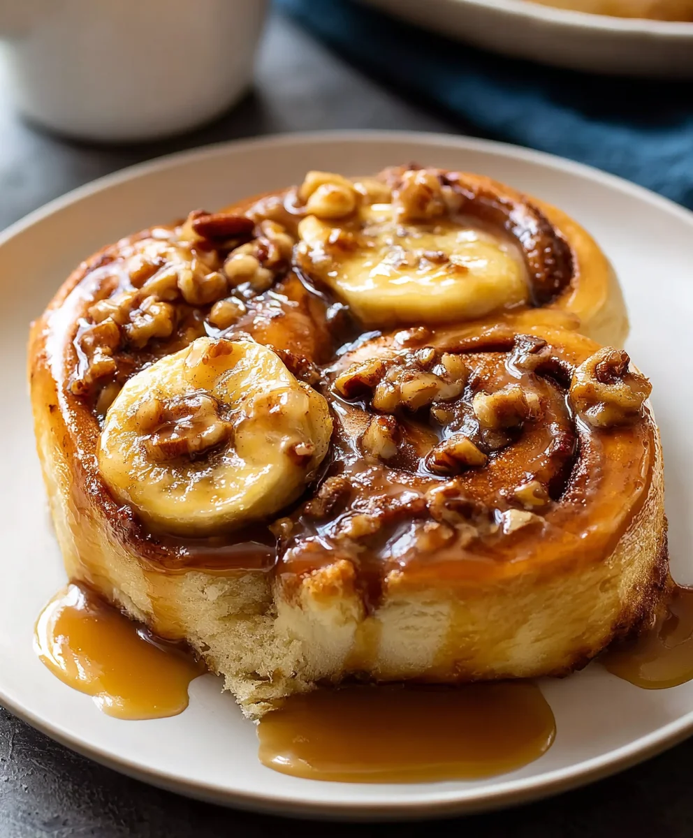 Bananas Foster Cinnamon Rolls- Decadent Breakfast Treat