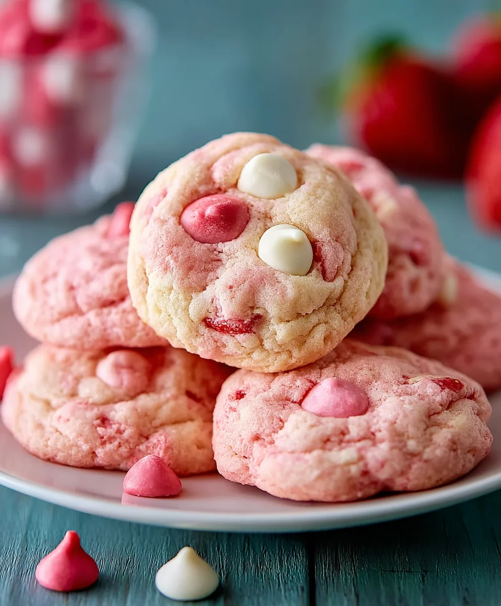 Easy Strawberry Cake Mix Cookies - Deliciously Simple