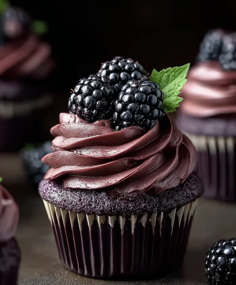 Dark Chocolate Blackberry Cupcakes-Rich & Fruity Delight