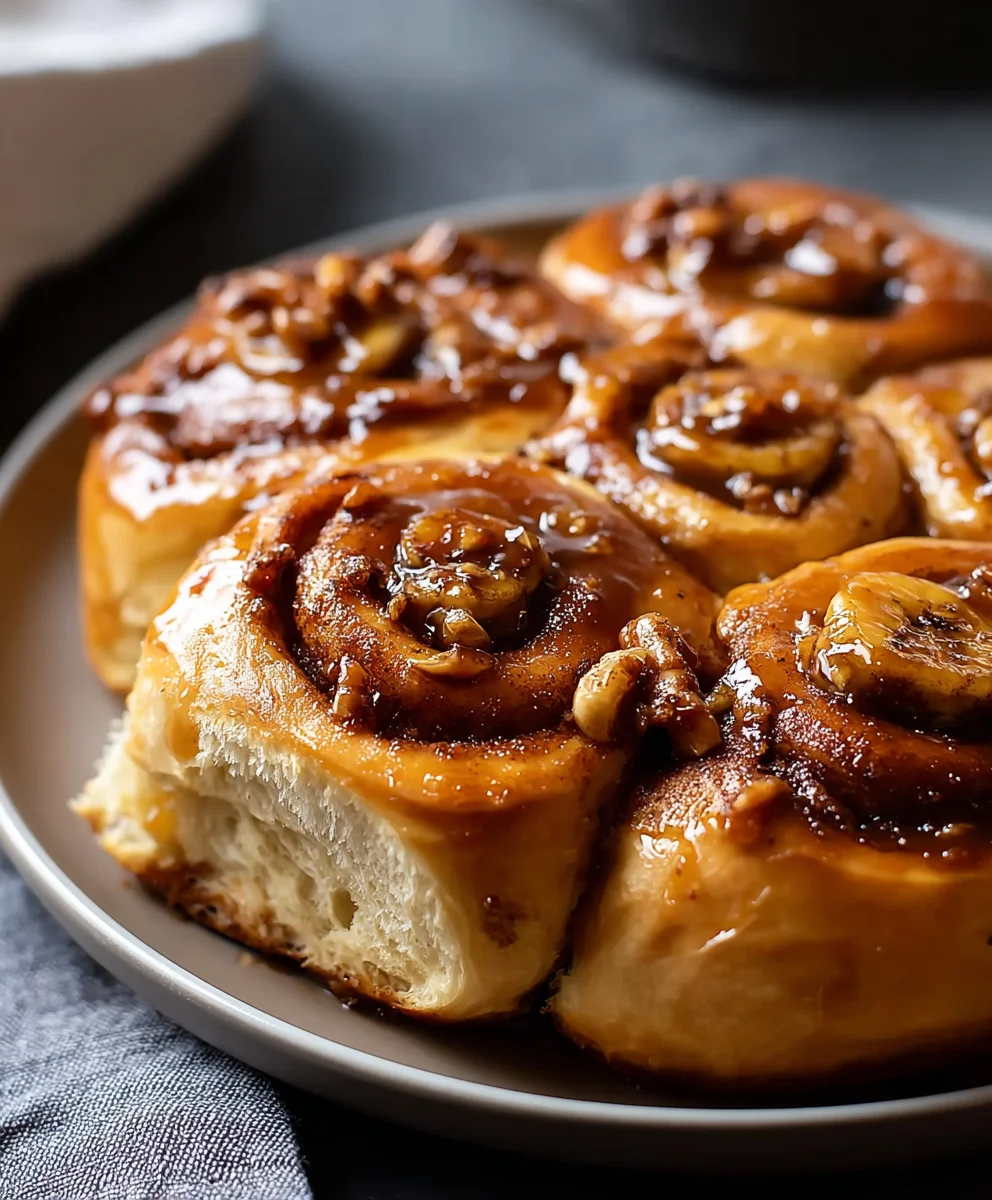 Bananas Foster Cinnamon Rolls- Decadent Breakfast Treat