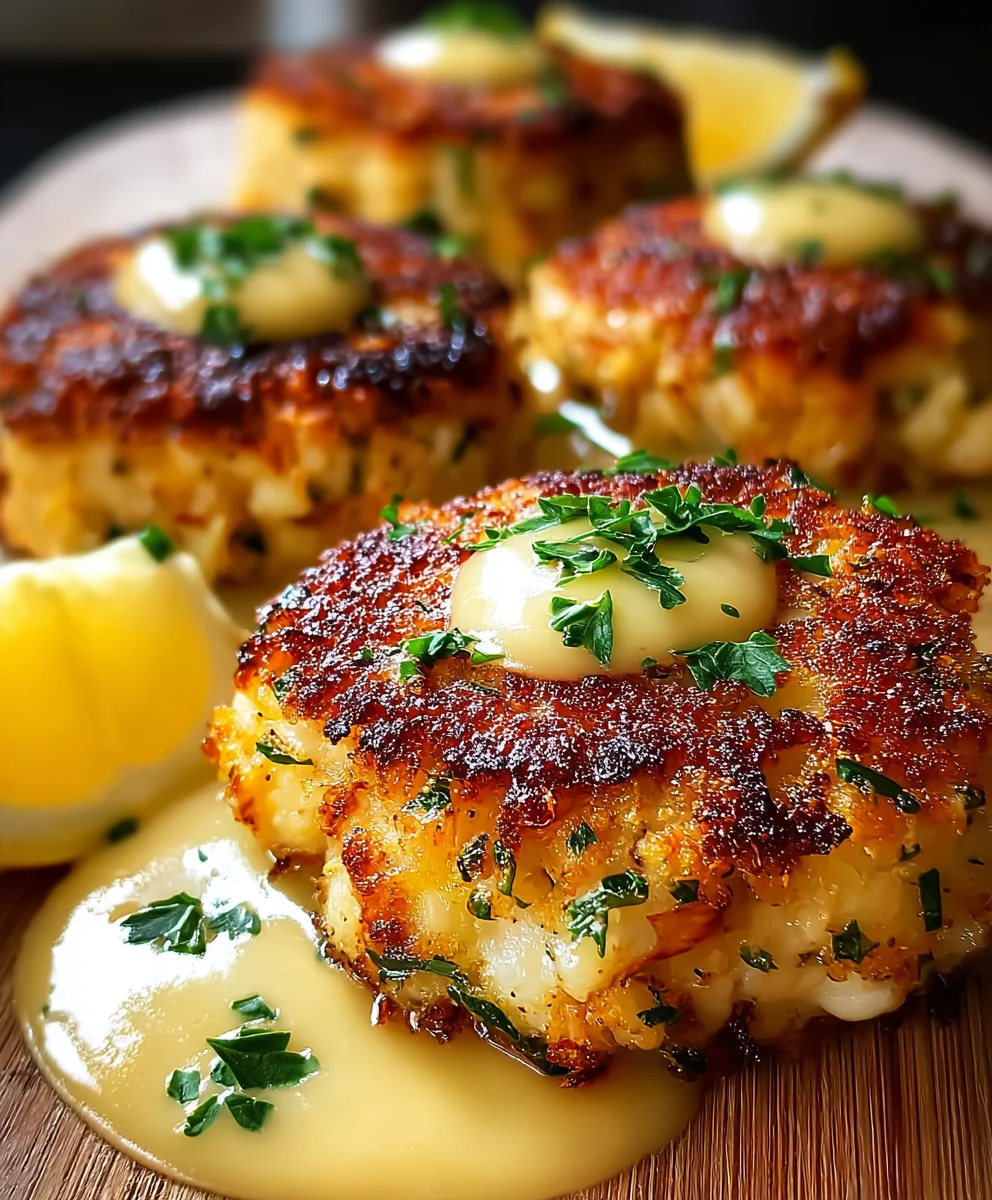 Cheddar Bay Crab Cakes-Lemon Butter Drizzle