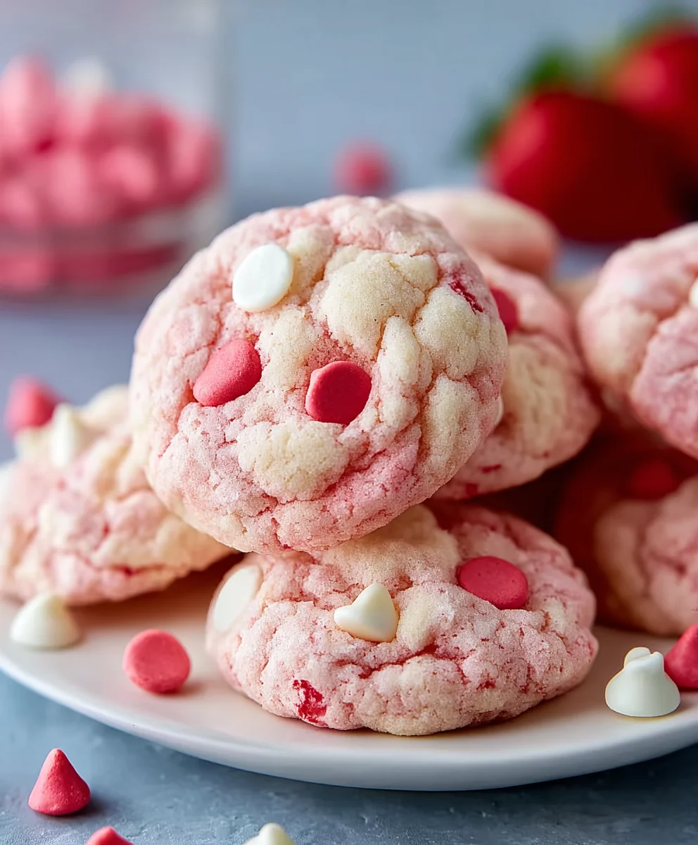 Easy Strawberry Cake Mix Cookies - Deliciously Simple