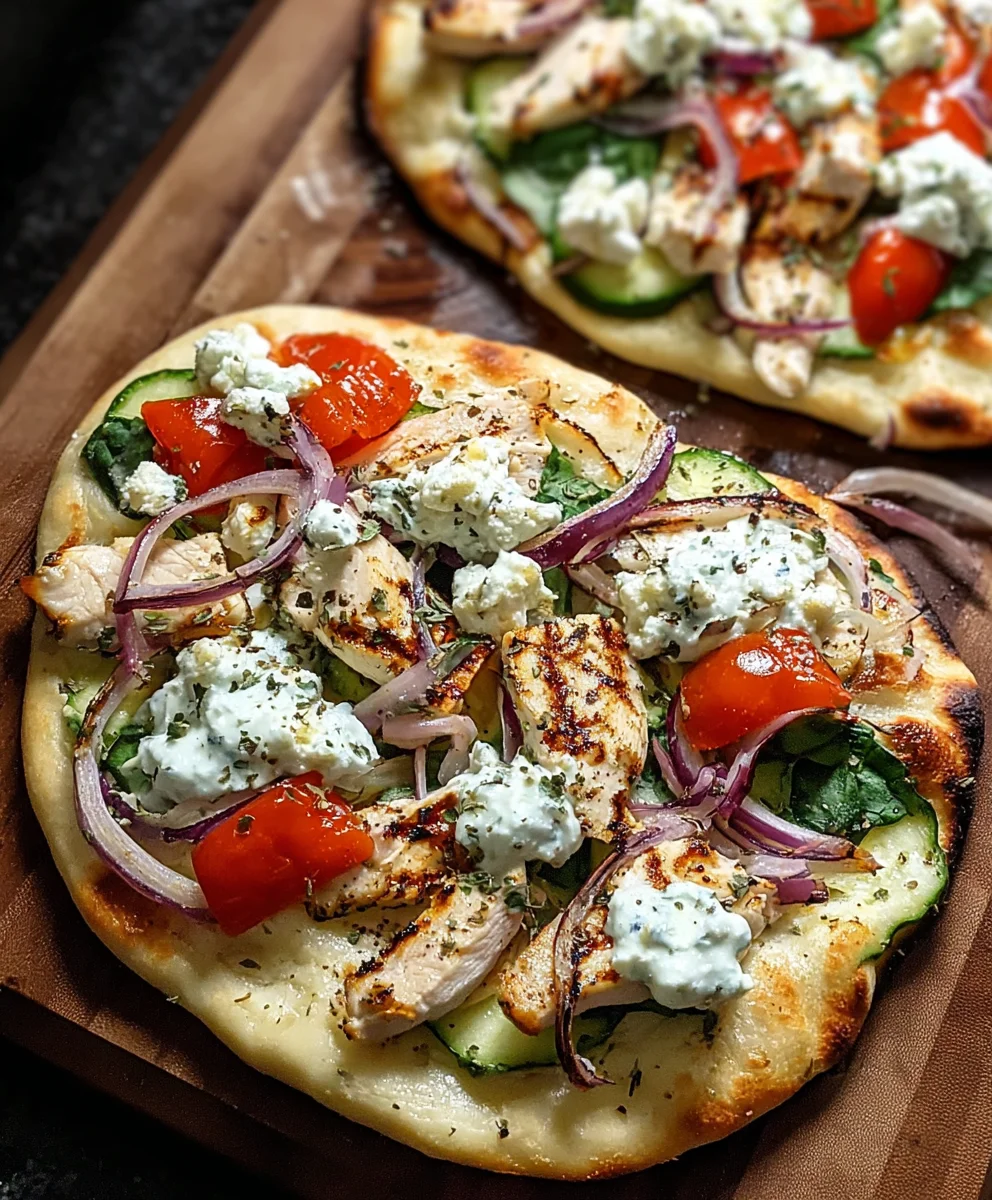 Tzatziki Chicken Naan Pizza - Easy Dinner Delight