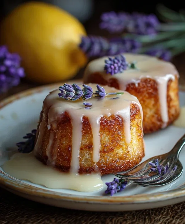 Mini Lemon Cakes With Lavender Glaze