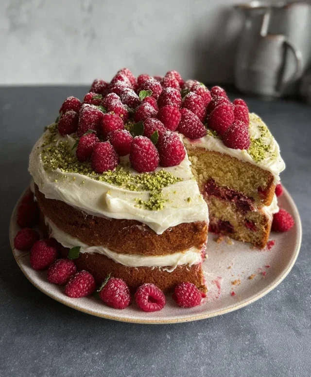 Pistachio Raspberry Cake