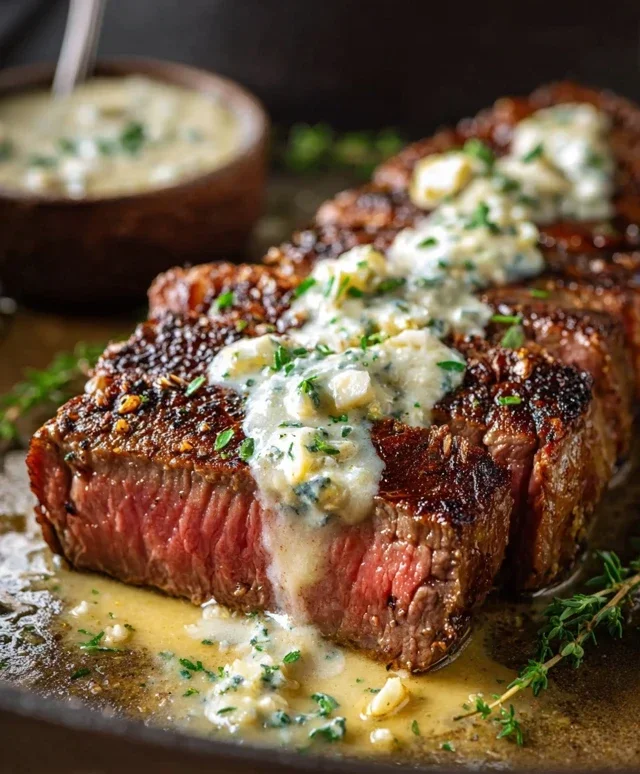 Garlic Butter Steak With Parmesan Cream Sauce